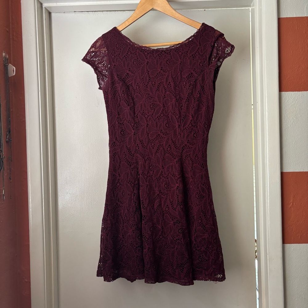 BeBop Burgundy Lace Mini Dress